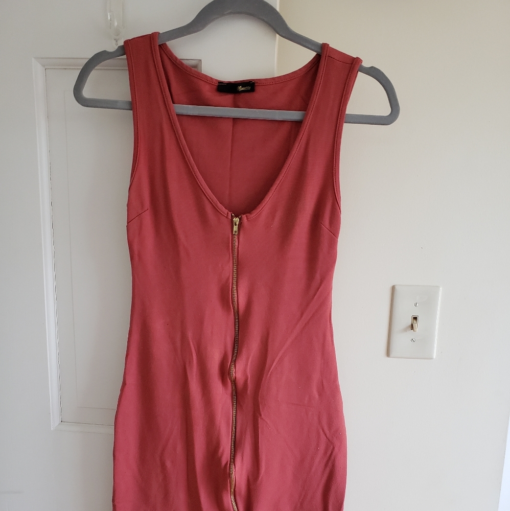 Minette Front-Zipper Mini Dress